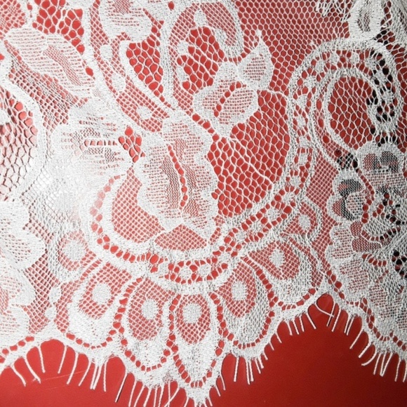 White Lace Chemise Cold Shoulder Cover Up Dress - Picture 8 of 8